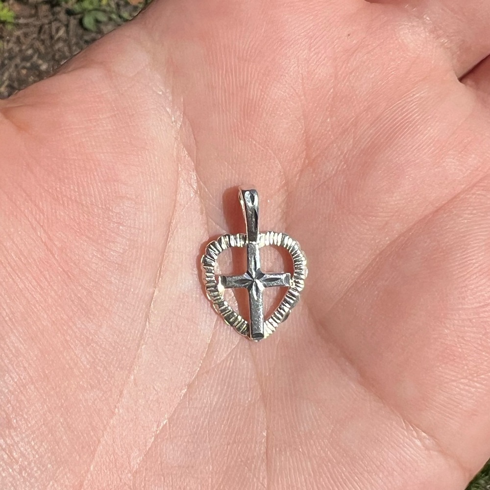 Sterling silver heart with cross